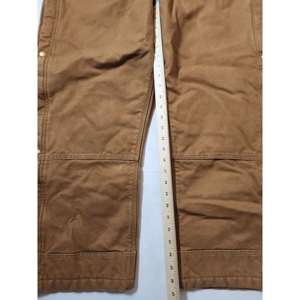 Carhartt Firm Duck Loose-Fit Insulated Bib Overalls Men’s Large Short Brown